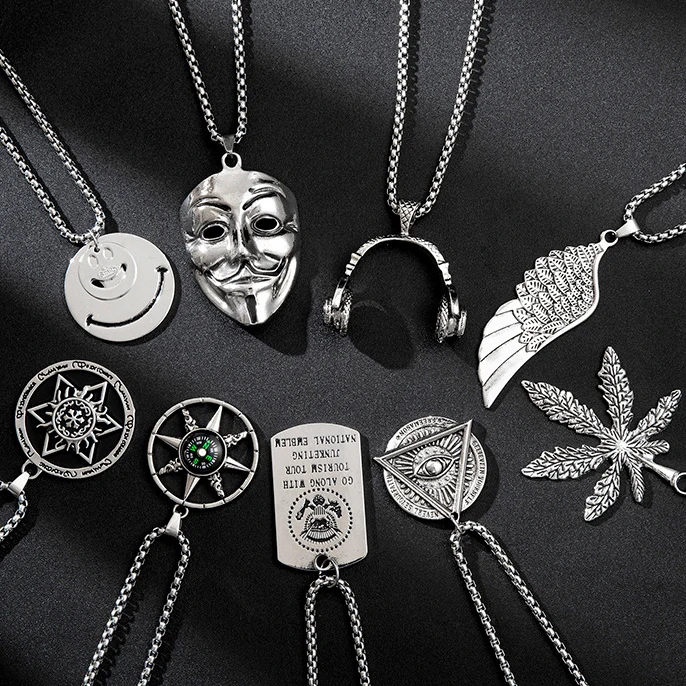 Панк цепь робот динозавр улыбка лицо кулон сплав ожерелье