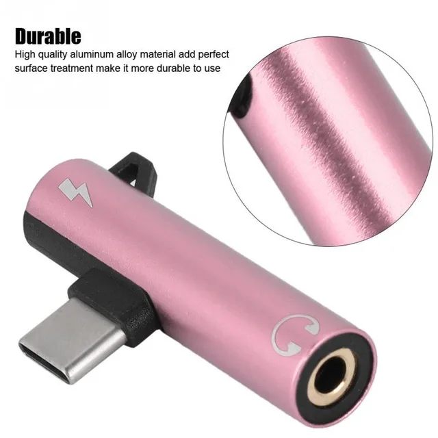 2 In 1 Type-C to 3.5mm Audio Charging Dual Adapter AUX Splitter Charger Earphone AUX Cable Connector Converter Adapter