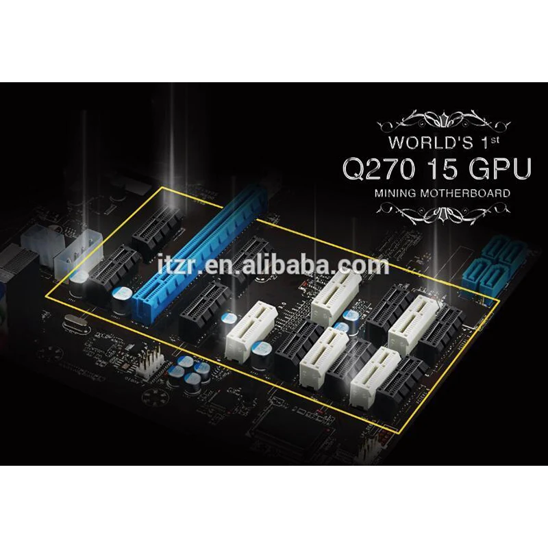 Первая в мире 15 GPU Биткоин Майнер материнская плата, BTC ETH и т. Д. ZCASH, Asic Mining, LGA1151 DDR4, ESONIC Q270