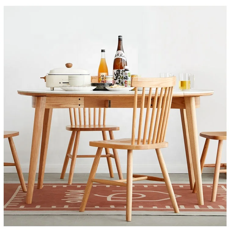 Customized Wholesale Modern Round Wood Dining Table set for Kitchen or living room