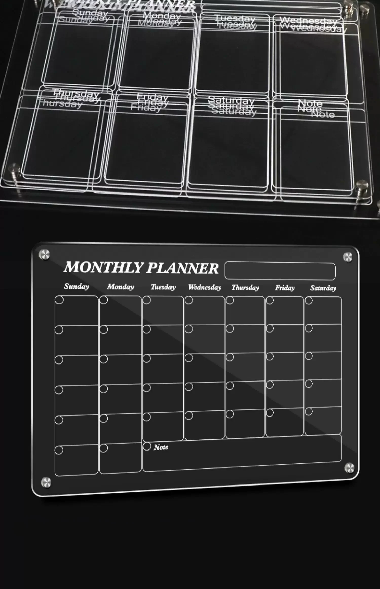 Customized Hot Sale Acrylic Fridge Sticker Message Weekly Planer Calendar Dry Erase Acrylic Magnetic Board