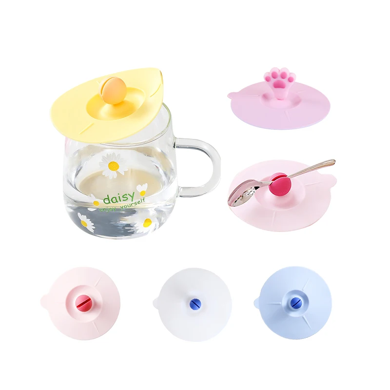 Custom Reusable Drink Tea Coffee Cups Cover Leak-Proof Food Grade Silicone Cup Lids