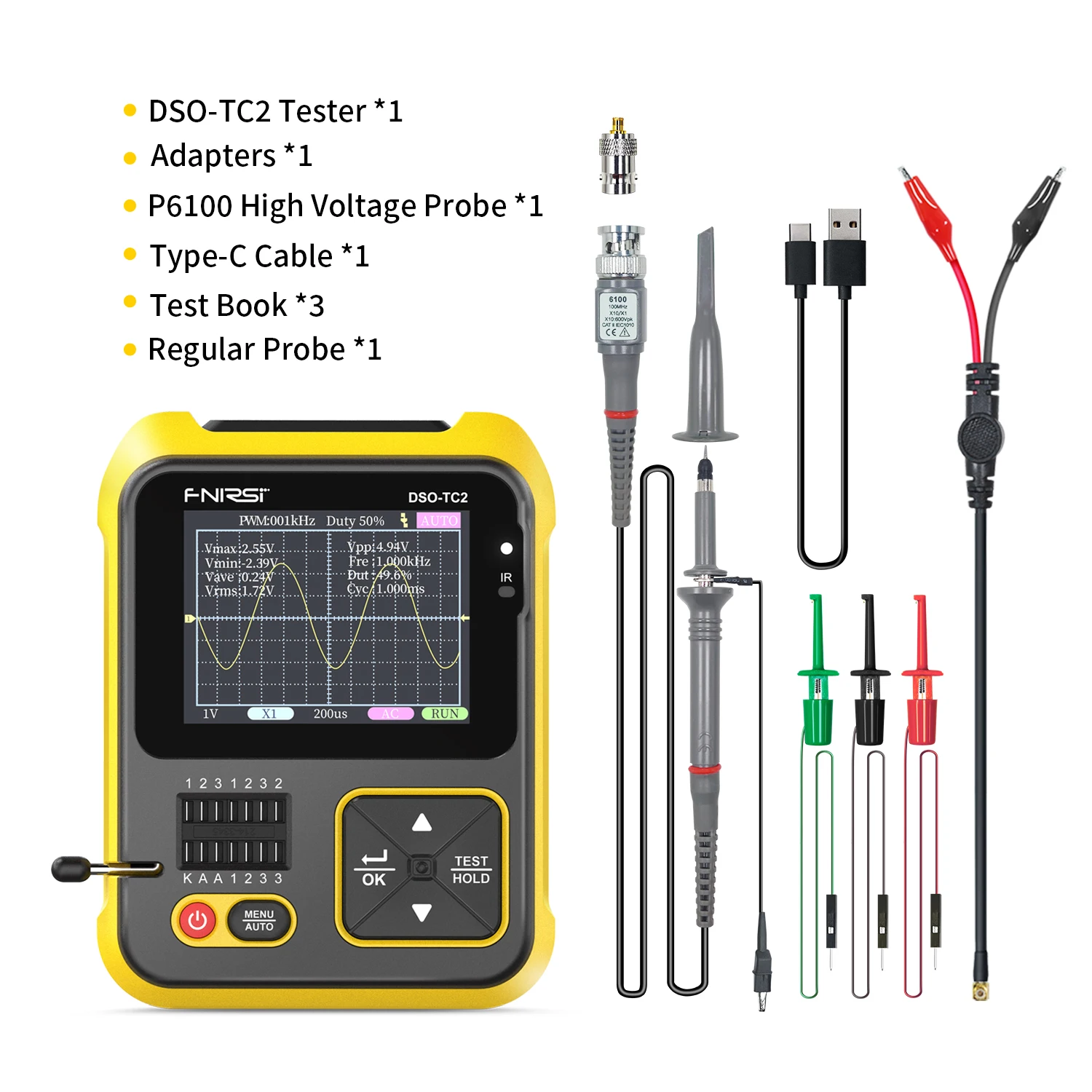 Digital oscilloscope handheld Oscilloscope LCR Transistor Tester 2 In 1 DSO-TC2 PWM Square Waves Output Oscilloscope