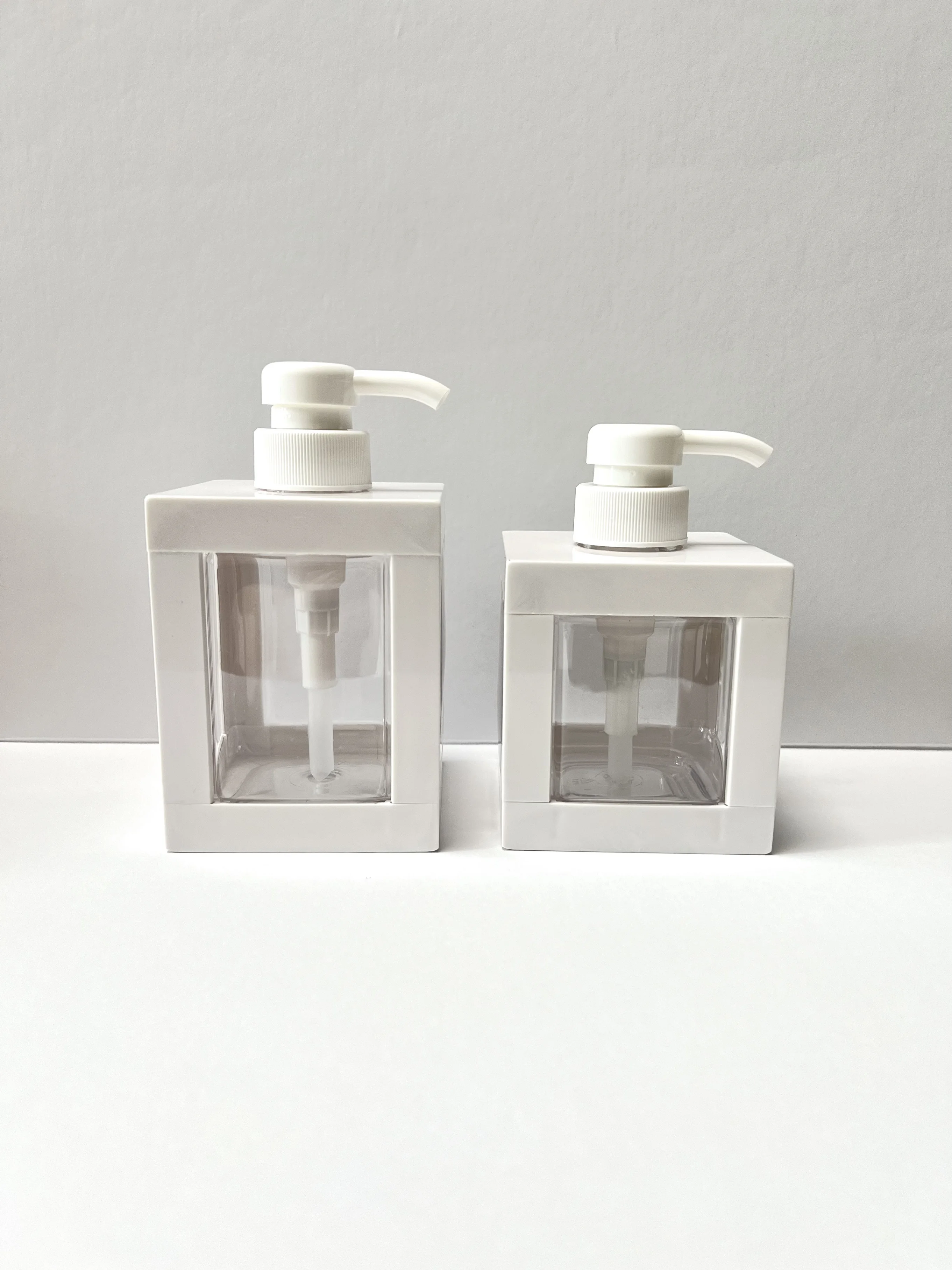 300ml luxury unique clear pink square plastic body lotion bottle with pump 500ml