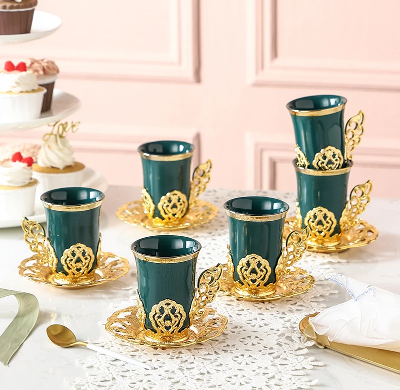Tea Sets Tea Pot and Cup Set Gold Rim Porcelain with Teapot Ceramic Pink Green Blue Customized Box Logo Coffee Packing Paper CIQ
