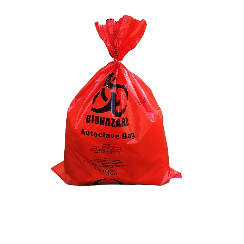 Disposable LDPE/HDPE Red Yellow Plastic Medical Biohazard Trash Bags Waste Garbage Bags On Roll For Hospital