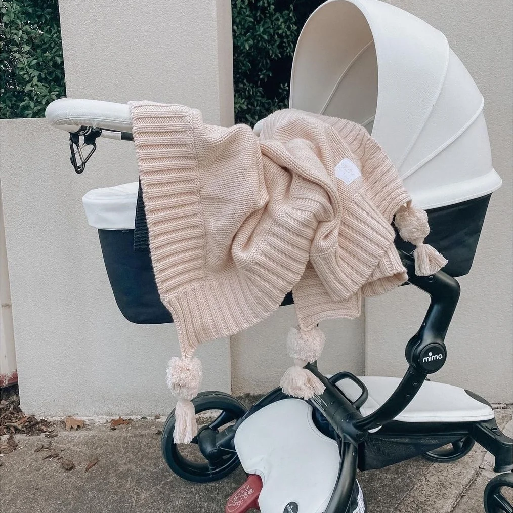 OEM Wholesale Comfortable Warm Solid 100% Cotton Quilt Receiving Baby Knit Throw Blankets