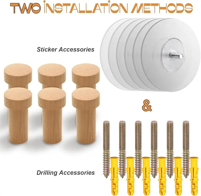 Heavy-Duty Wooden Wall Hooks Rustic Mounted Robe and Hat Rack for Bathroom Garage and Spice Use Hanging Towel Hanger