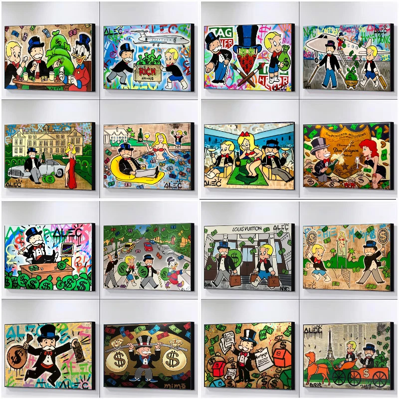 Cartoon Graffiti Art Alec Monopolis Posters and Prints Canvas Paintings Wall Art Pictures for Living Room Decor No Frame