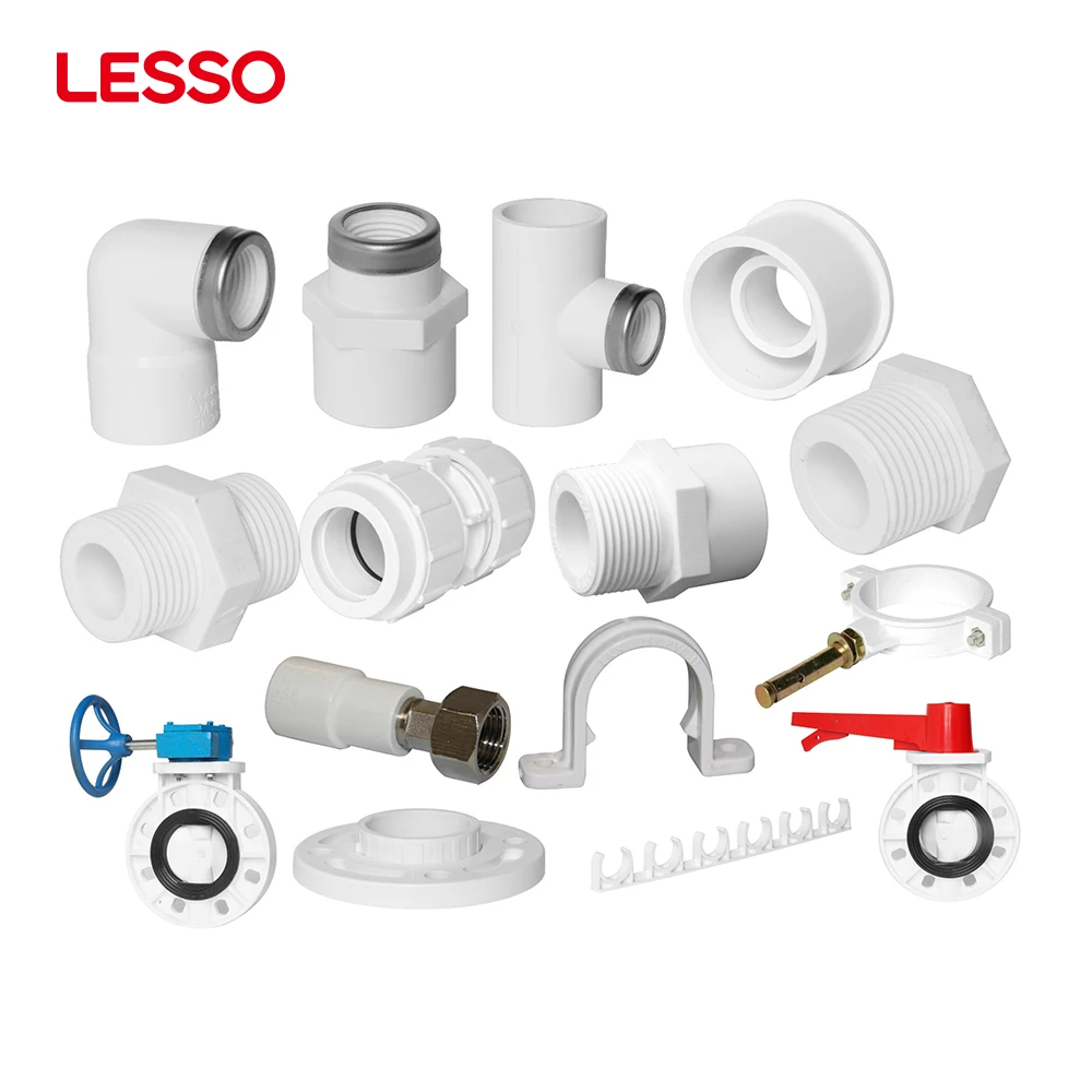LESSO high temperature resistance durable plastic 100mm blue pvc water supply pipe and fittings