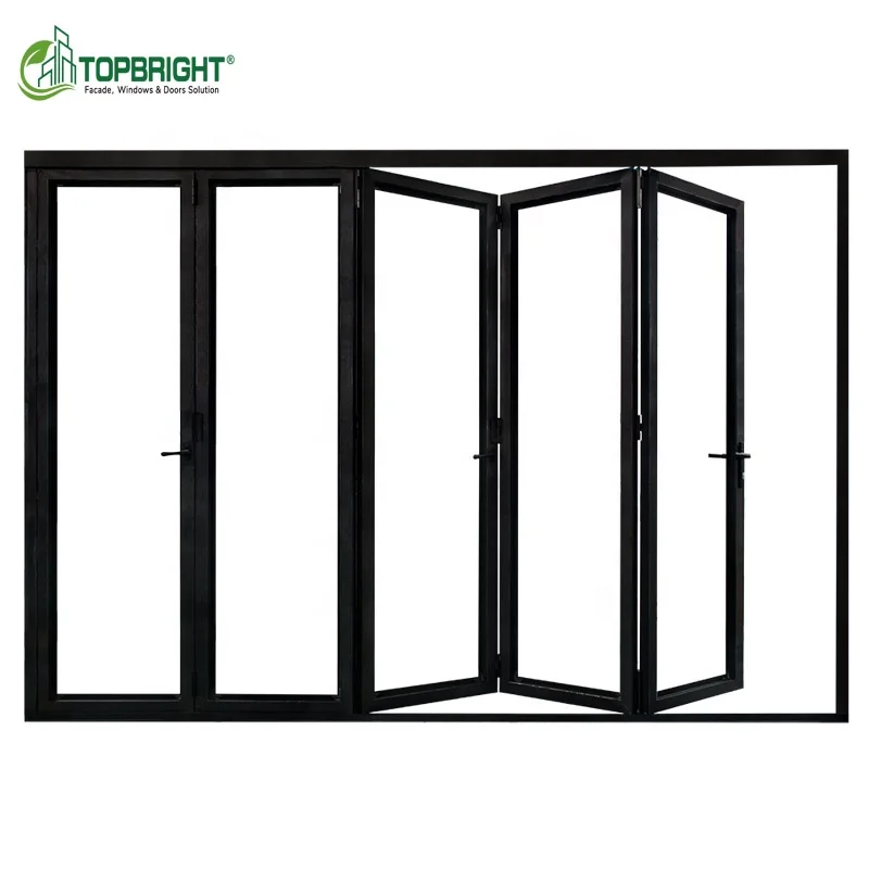 Topbright burglar-proof accordion bifold doors maximize space glass folding aluminum doors system