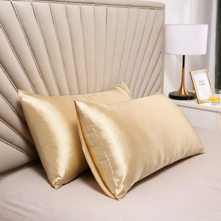 High Quality Super Soft Feeling Envelope Style Silk Satin Pillowcase Standard Size Decorative Bed Custom Pillowcase