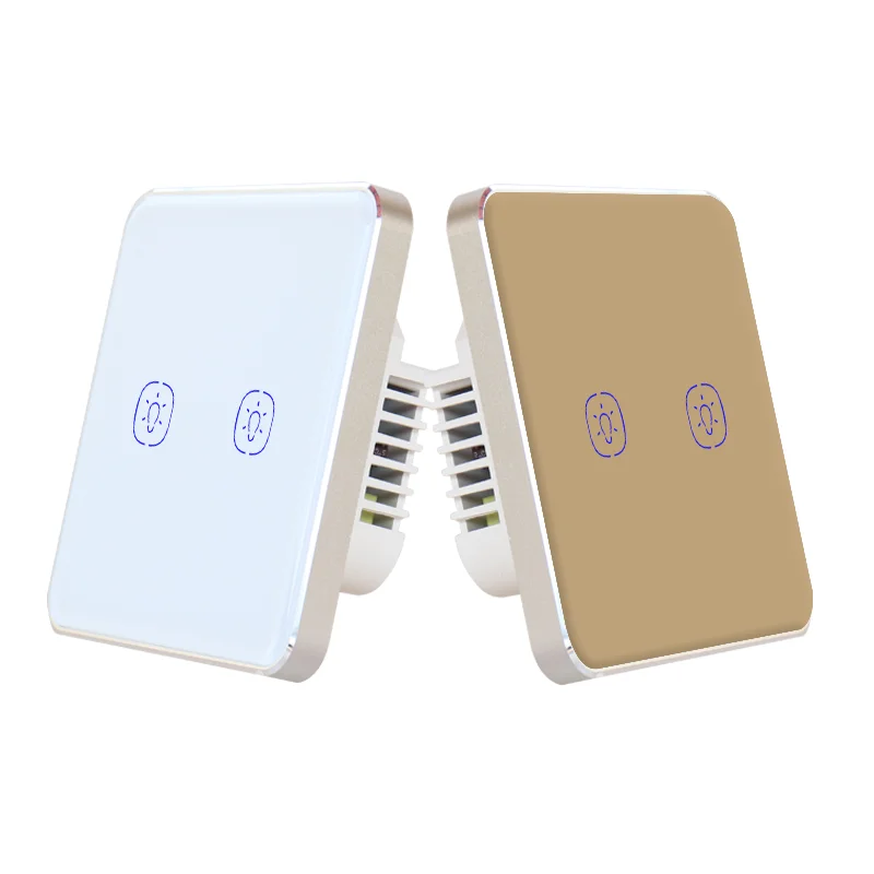 Настенные выключатели Tuya Zigbee для умного дома, одножильный провод, сенсорный экран, SCR, европейский стандарт, 2 клавиши