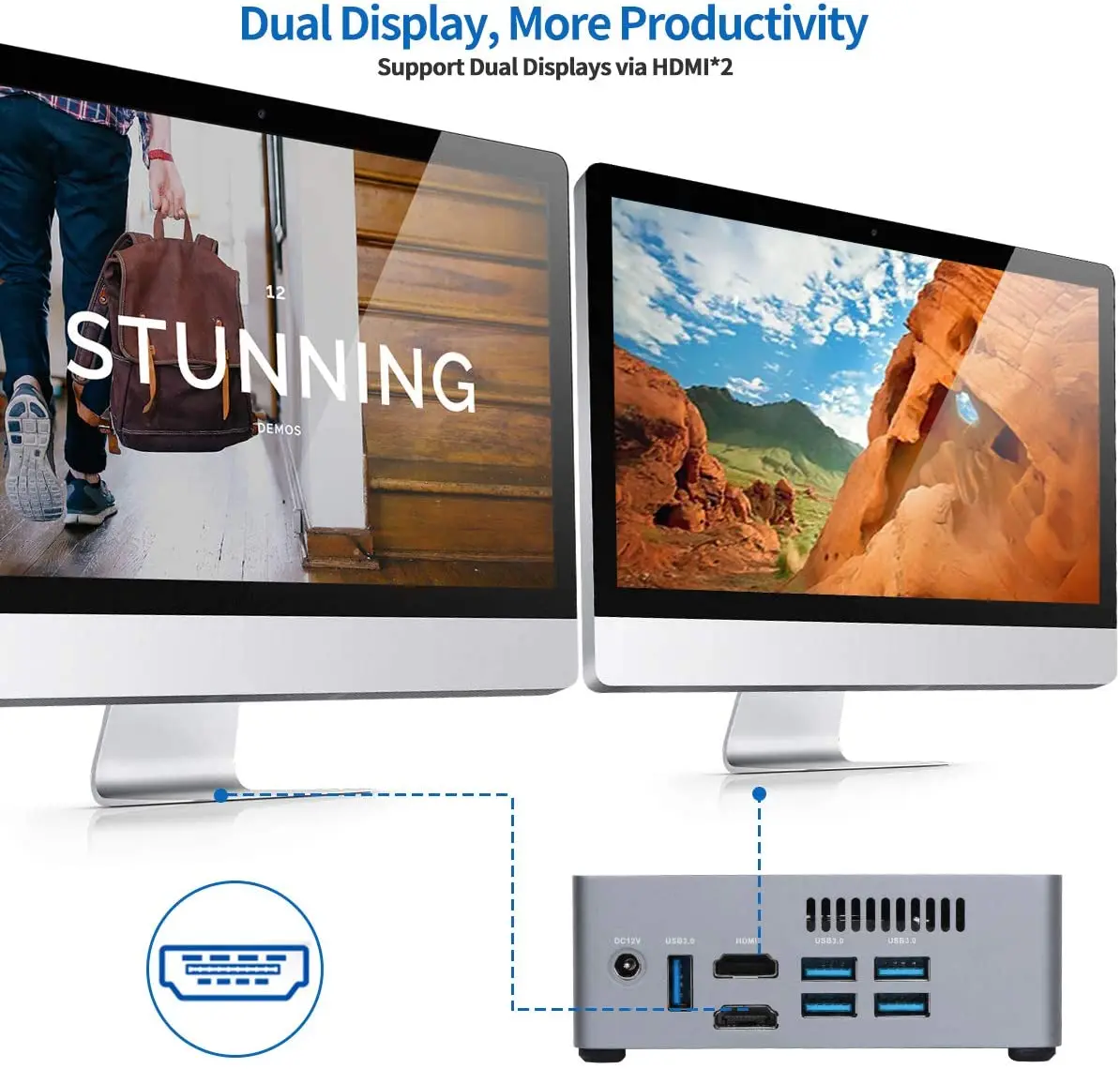 Игровой мини-ПК AWOW Intel Celeron J3455, карманный игровой мини-ПК с четырехъядерным процессором, 6 ГБ ОЗУ, DDR4, 128 Гб SSD, Windows 10