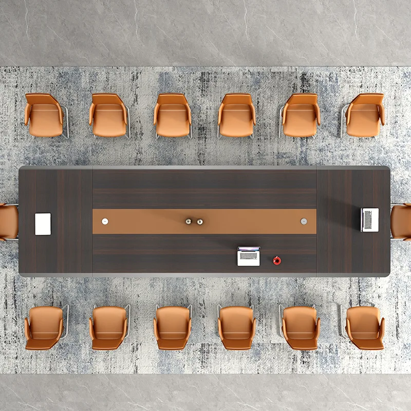 Modern High-End Light Luxury Metal Strip Table Creative Design Conference Room Long Office Furniture Large Office Negotiation