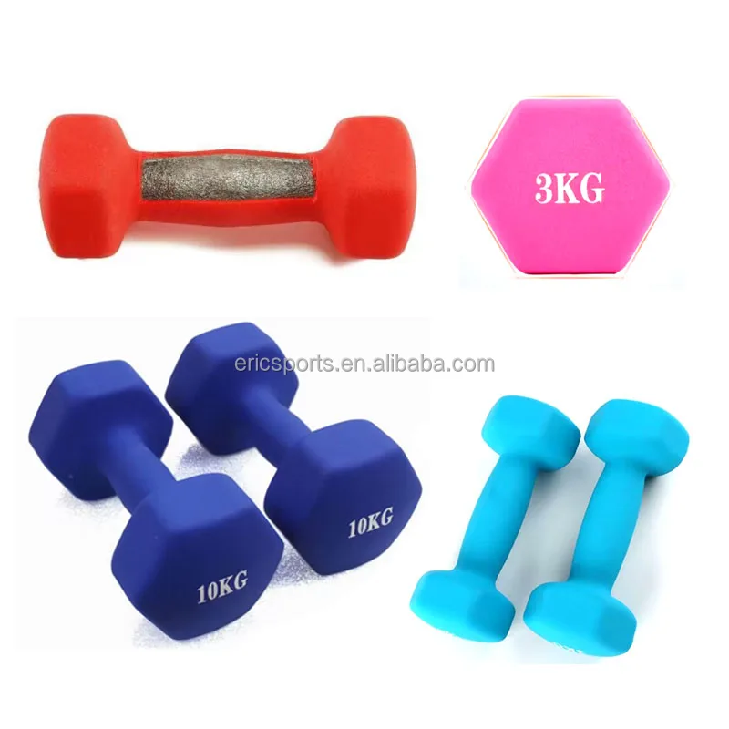 Weights Colored Gym Equipment Fitness Small Adjustable Neoprene Round hex Shape Vinyl Coating Dumbbell