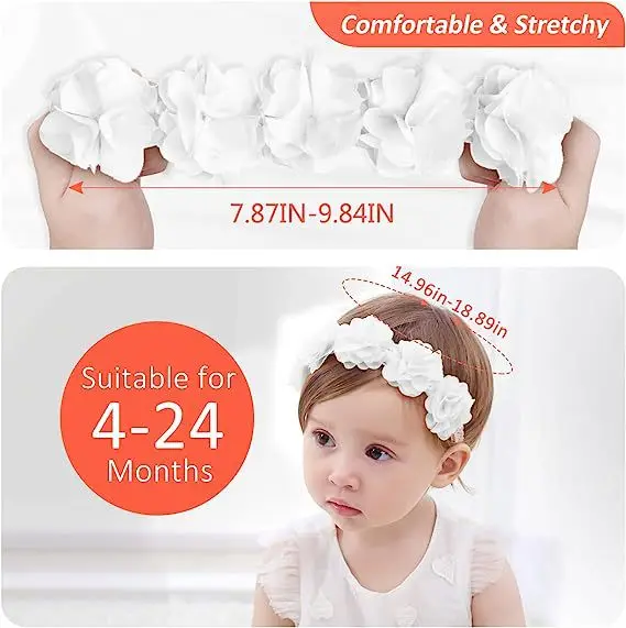 European American Baby Hair Accessories Floral Headbands Birthday Party Solid Color Fashion Sweet Baby Flower Headband Hairband