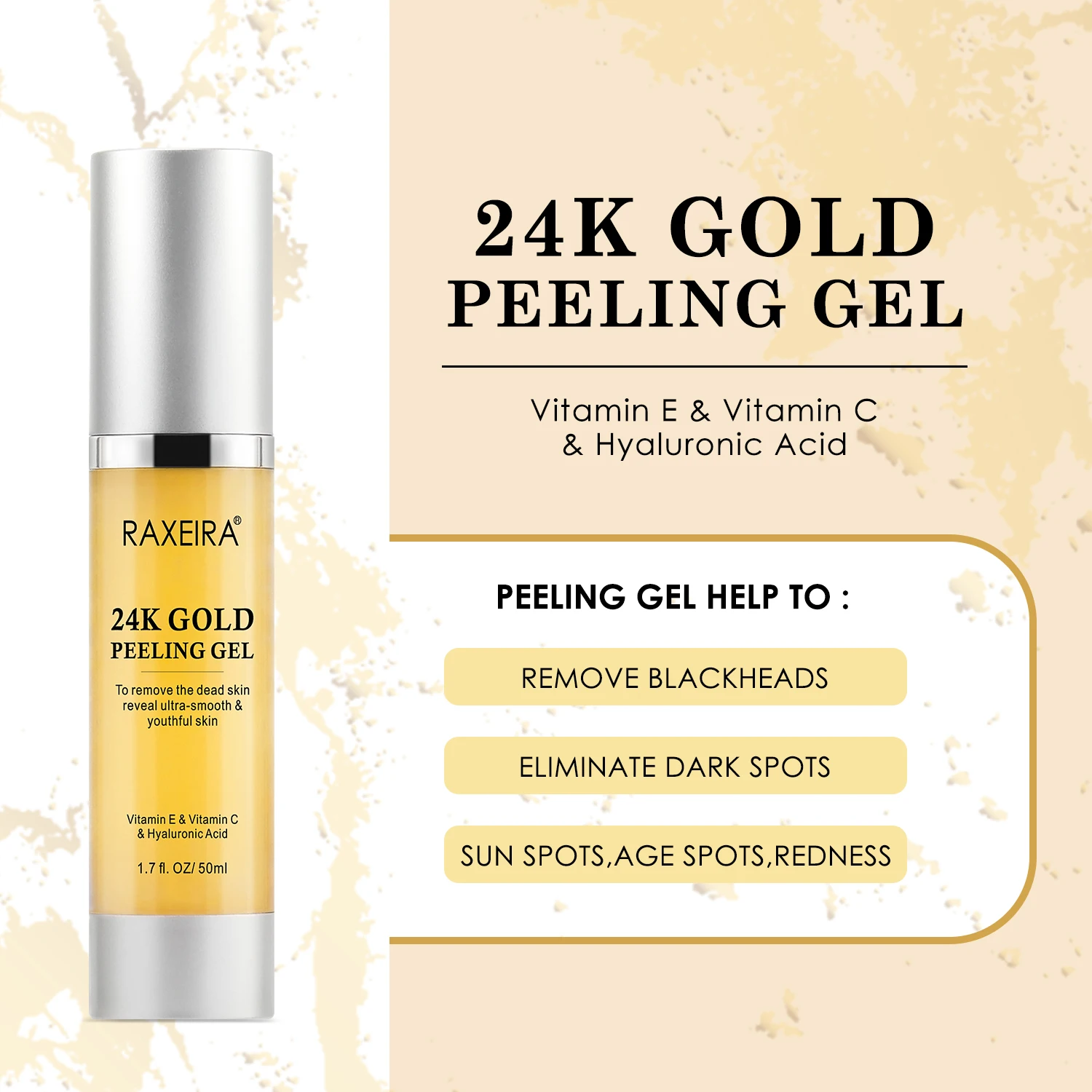 Best Sale Gold 24K Multi-Vitamin Deep Exfoliator Skin Care Facial Peeling Gel Beauty Skin Peeling Gel Exfoliate