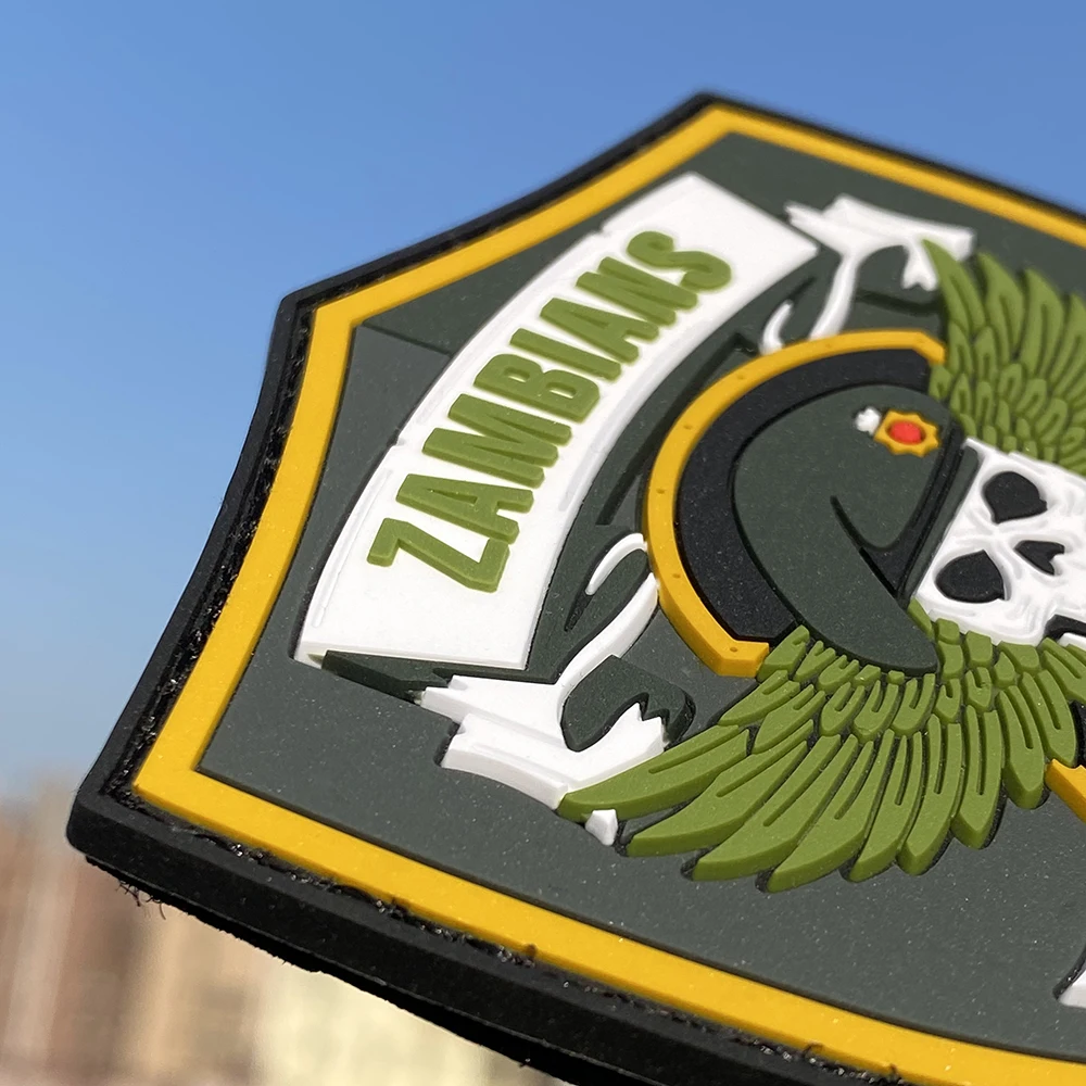 Factory Made Custom Skeleton Rubber Patch Tactical Pvc Patches 2d Design Logo Embossed Pvc Badges