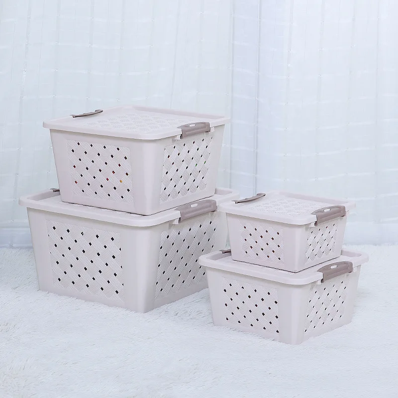 Eco-friendly PP Picnic Plastic Living Storage Box Basket with Lid Animal Transport Storage Package Basket