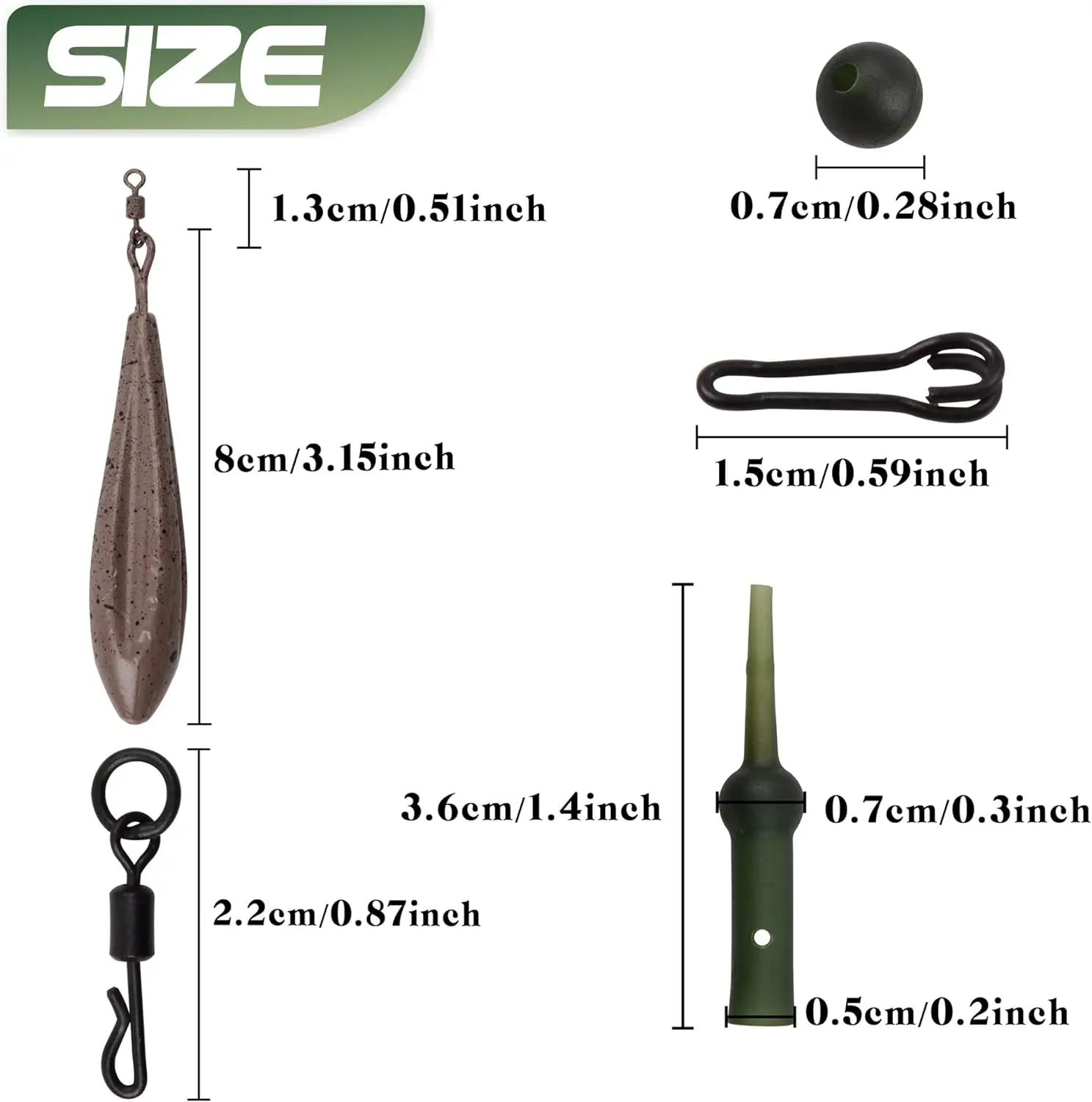 Carp Hair Rig Kit with Corn Bait Carp Sinker Curved Carp Hooks Rolling Swivels Sleeves