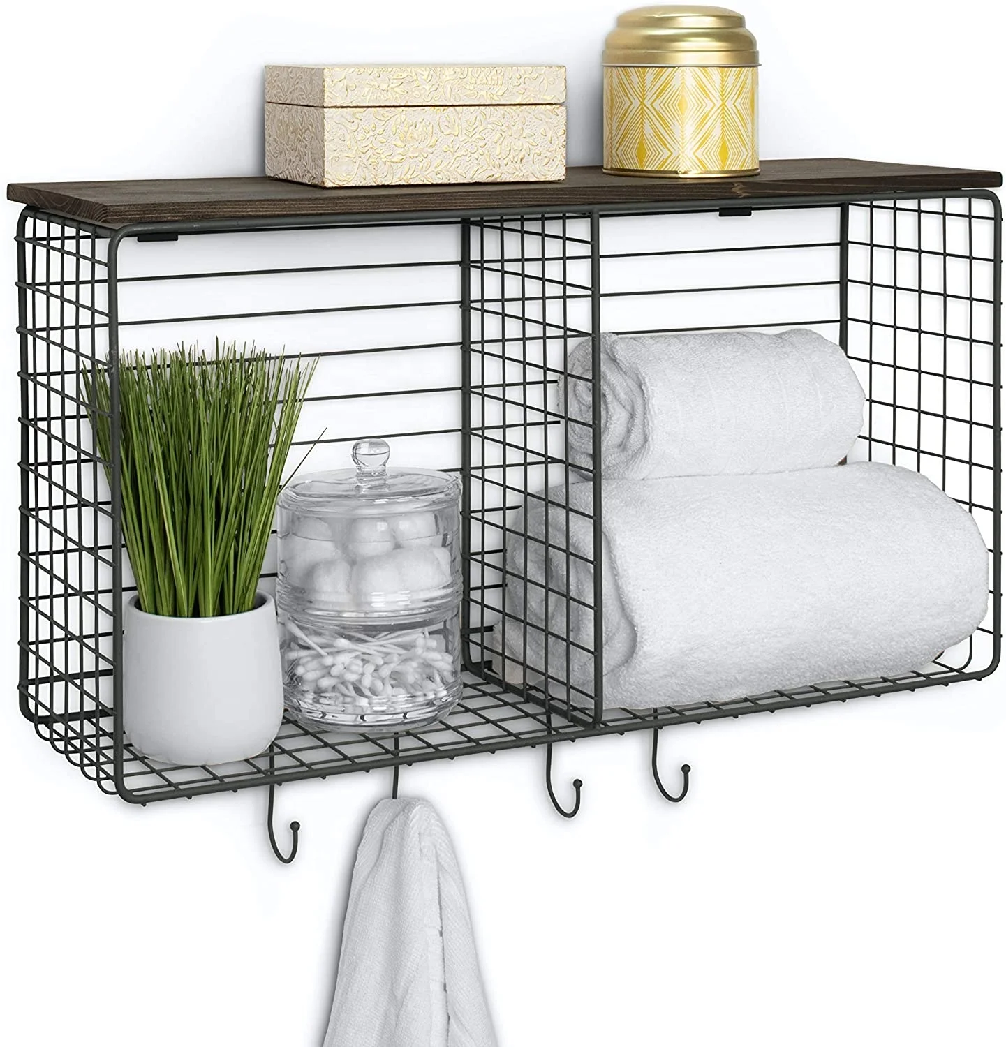 Wooden Toy Box with Bench Seat, Toy Storage Chest with 2 Reversible Baskets and Safety Hinge for Kids, White