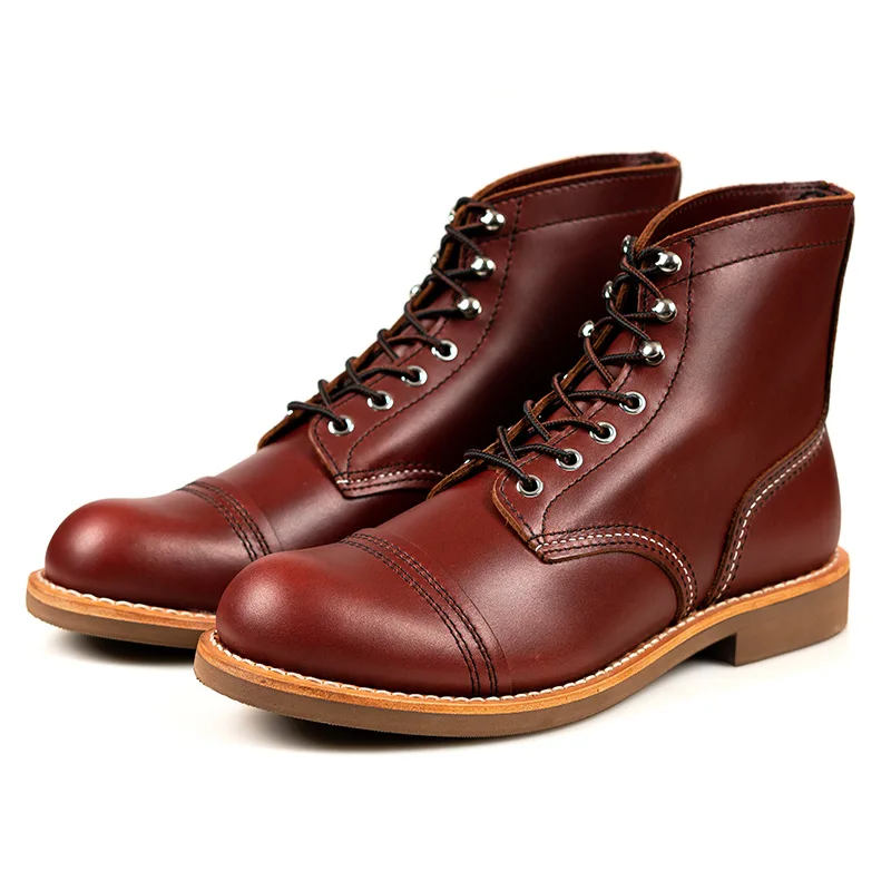 Full grain calf leather boots 8111 american casual wear retro motor desert combat boots