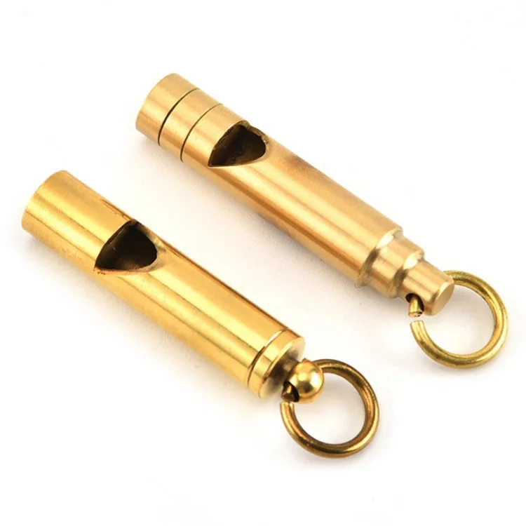 Vintage Brass Whistle Handmade Pure Brass Whistle Referee Survival Whistle Keychain pendant Outdoor supplies