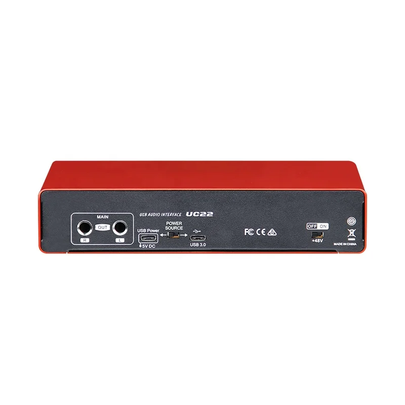 2022 new arrivals high quality red sound card usb audio interface for studio recording and music creation