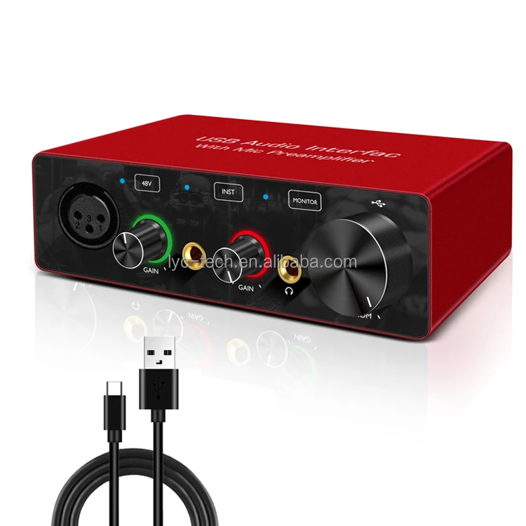 Hot selling new design 2 IN 2 OUT card usb audio interface for recording