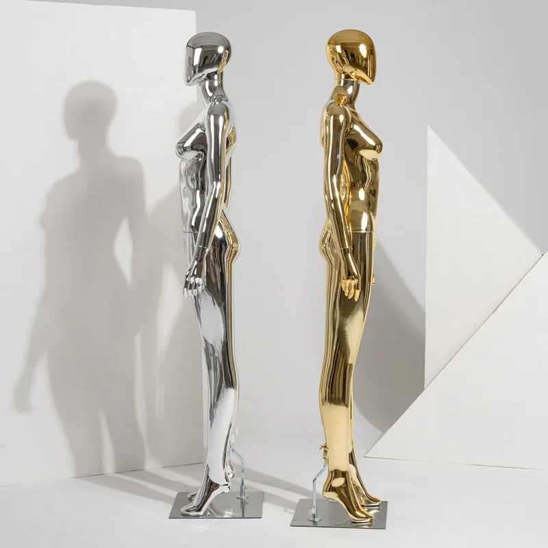 Free Standing enceinte Material gold lingerie glossy  female model mannequin full body with egg head