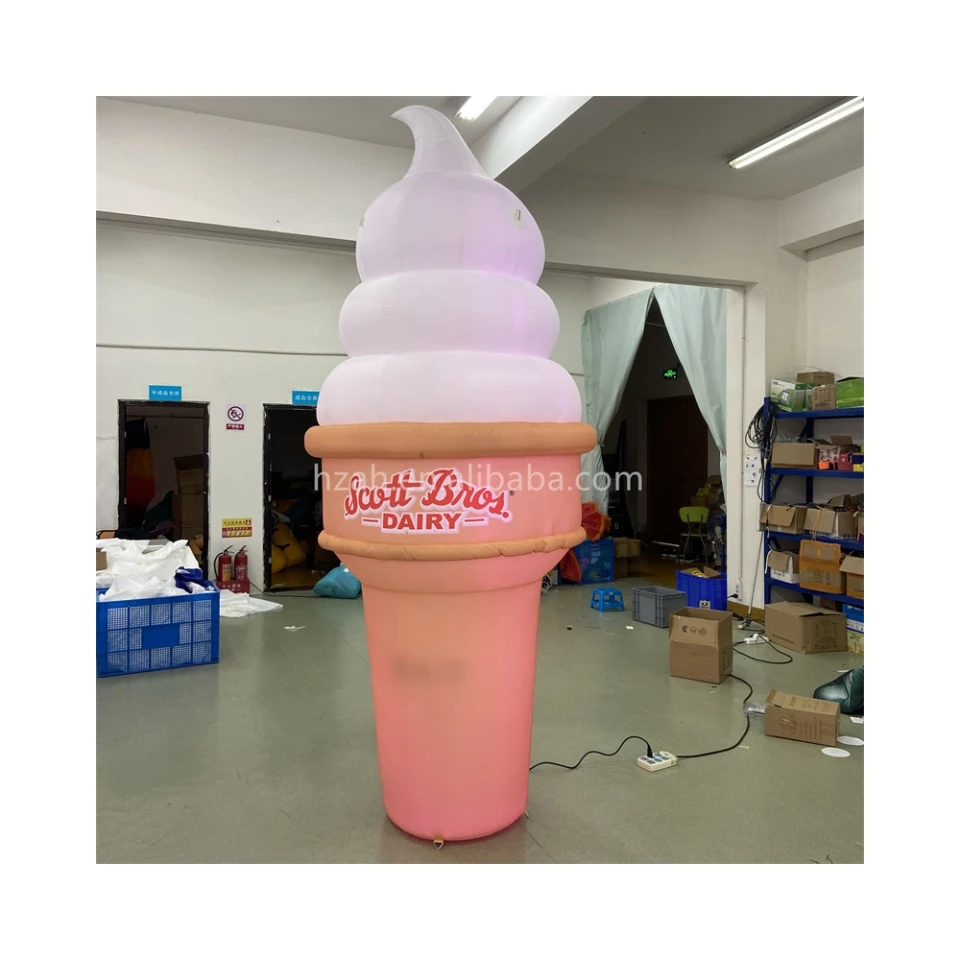 Giant Inflatable Ice Cream Dessert Model With Led Lights For Ice Cream Sales Advertising
