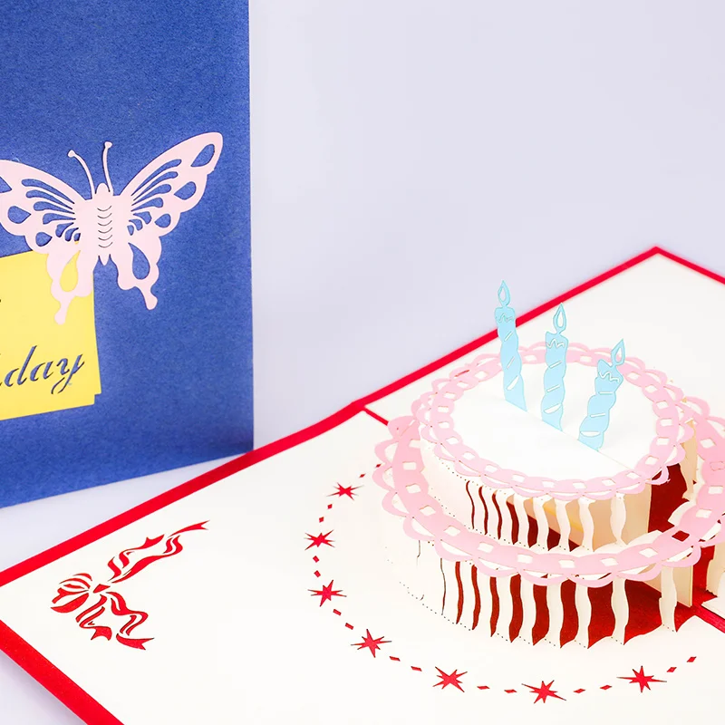 Лидер продаж на заказ Amazon, бумажная 3d открытка для поздравления с днем рождения, открытка для торта на день рождения, открытка с благодарностью для друзей