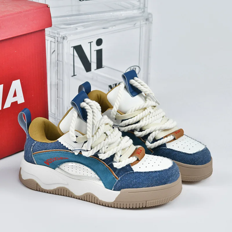 DLD New Sports And Leisure Shoes Niche Denim Versatile Low Cut Retro Board Shoes Skateboard Shoes