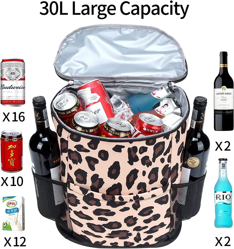 30 liter large women waterproof nylon lunch cooler backpack bag 24Can soft insulated hiking camping picnic backpack