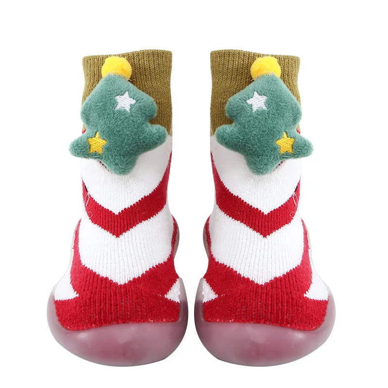 JX-I-1151 Custom design socks winter thickened Christmas socks shoes baby toddler shoes