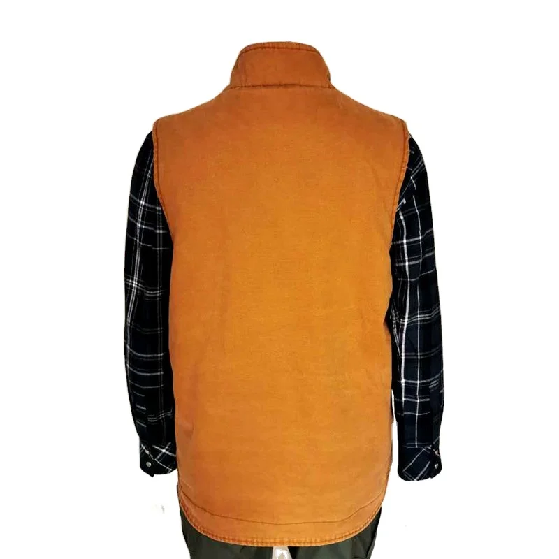 
Basic Workwear OEM Heavy Duty Winter Warm Men Cotton Canvas Fabric Cowboy Work Vest 