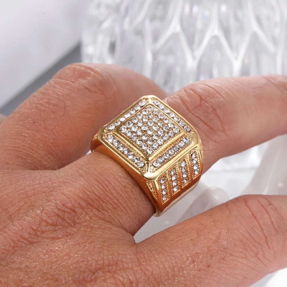 
Factory supply gold-plated ring stainless steel fashion male zircon silver ring 316l stainless steel ring wholesale 