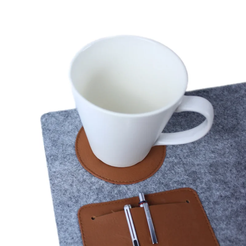 Felt desk mat with leather mouse pad for home and office decor