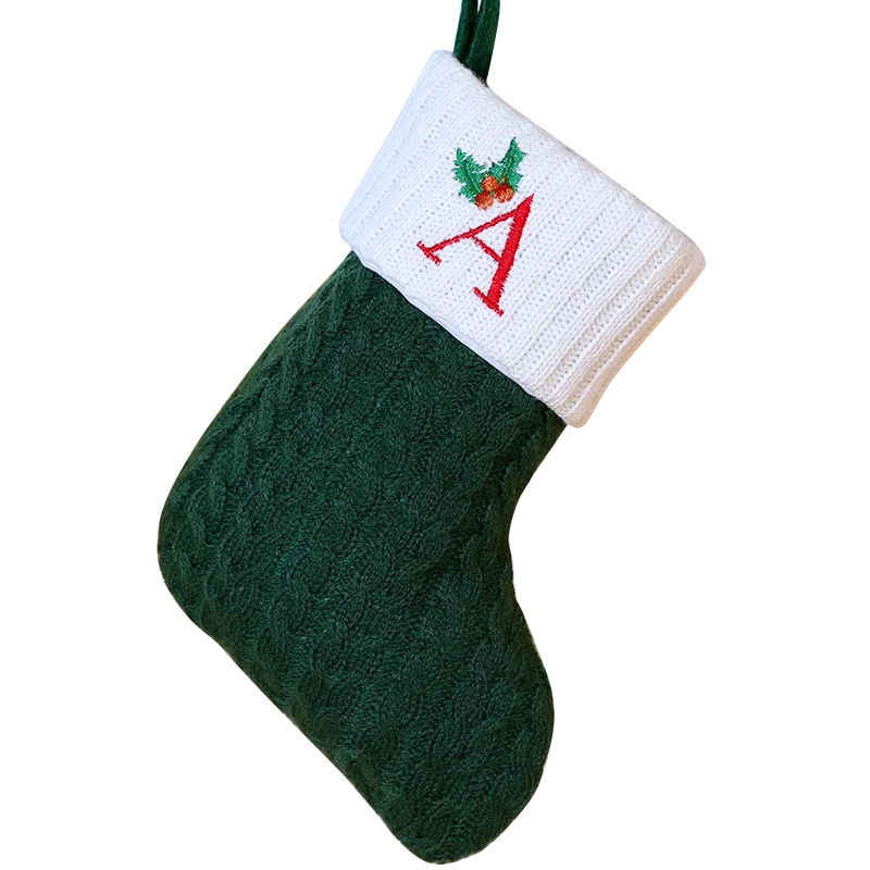 Factory Wholesale Christmas Fluffy Cotton Woven Stockings With Decorative Festive Knit Christmas Socks Gift  Bag