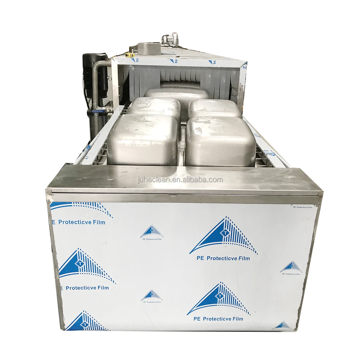 deep drawing lubricating grease in stainless steel barrels cleaning Conveyor water pump spray degreasjng machine parts washers