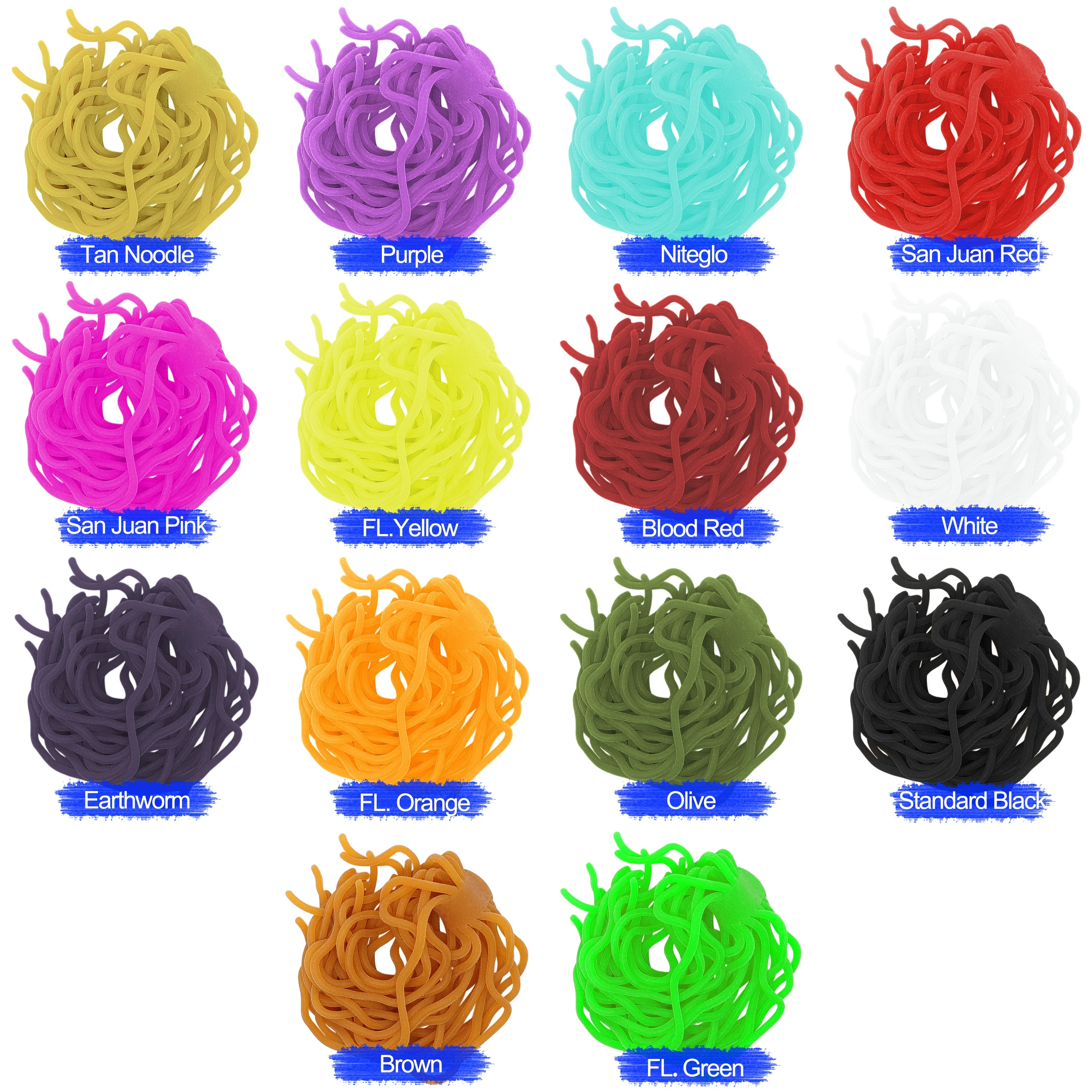 
SAMSFX Fishing Soft Worms Lures Assorted Colors Baits Ultra Stretchy Trout Flies Squirmy Wormy Fly Tying Materials 