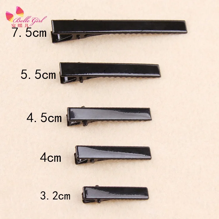 BELLEGIRL new design custom packaging hair clips wholesale cheap sliver black custom size metal snap alligator hair clips