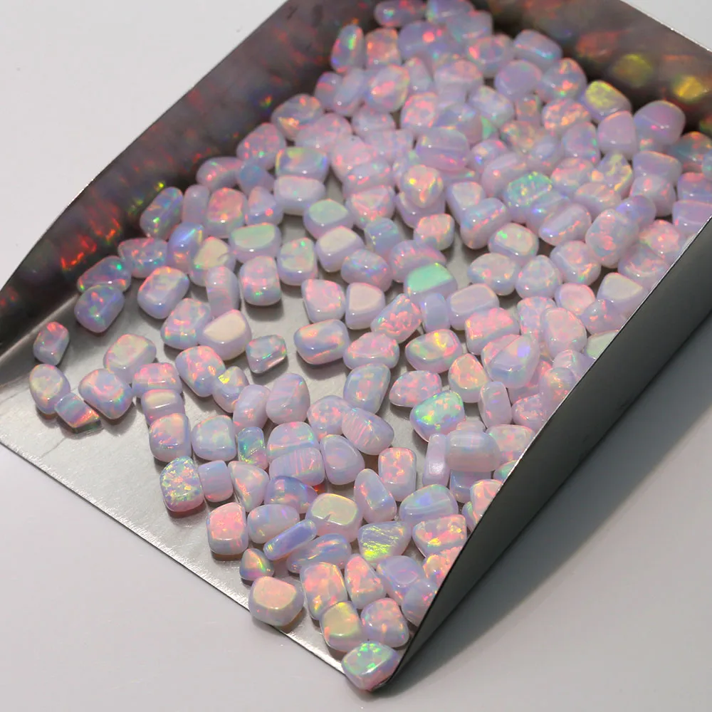 Japan Resin Free Galaxy Synthetic Loose Opal Stone Tumbled Red Fire Heat Resistant Gilson Opal Beads