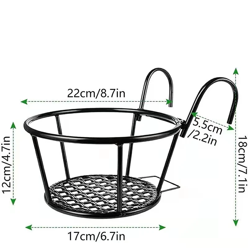 Metal Flower Pot Hanging Basket Succulent Green Radish Hanging Rack for Balcony and Outdoor