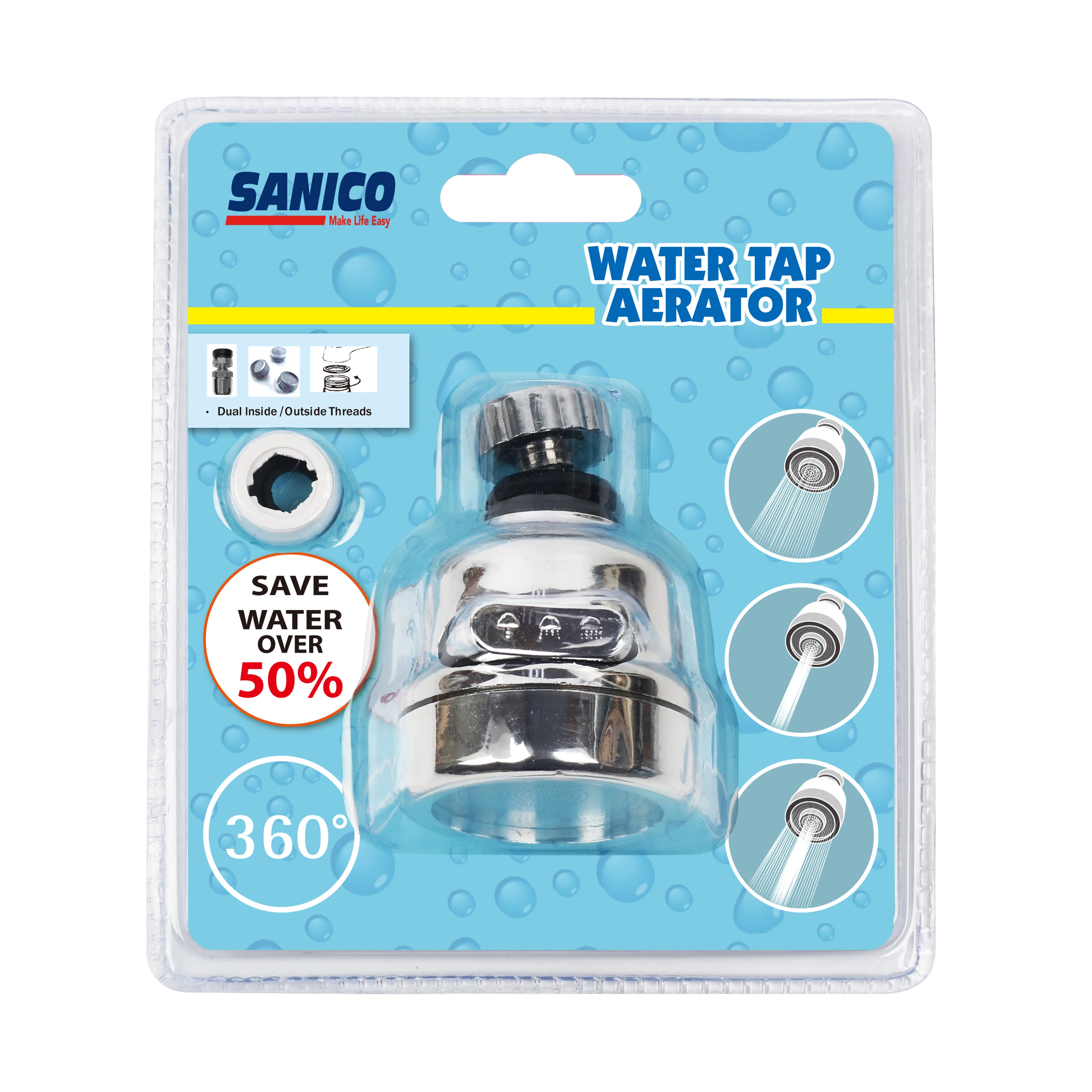 Newest useful kitchen sink 3 function swivel water saver faucet aerator