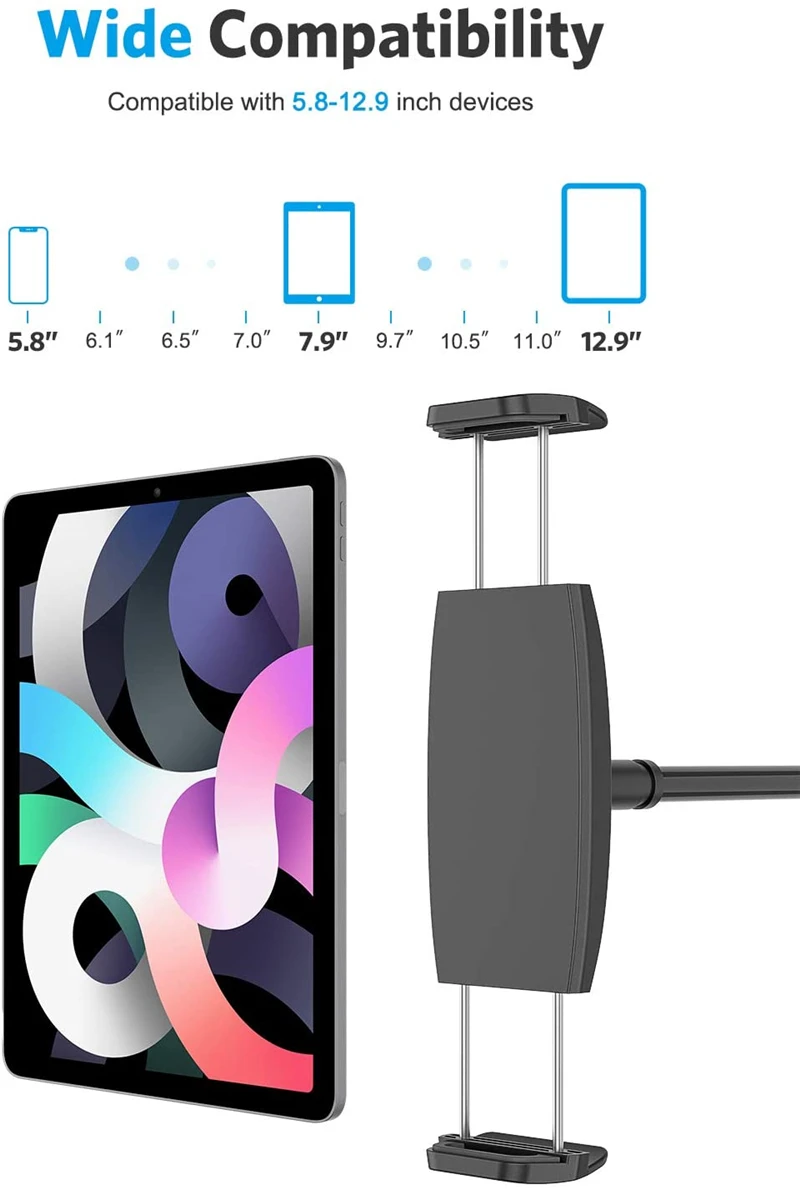 
Flexible Gooseneck Mobile Phone Holder Long Arm Clamp Mobile Phone Stand Cell Phone Holder Gooseneck Tablet Stand Holder for Bed 