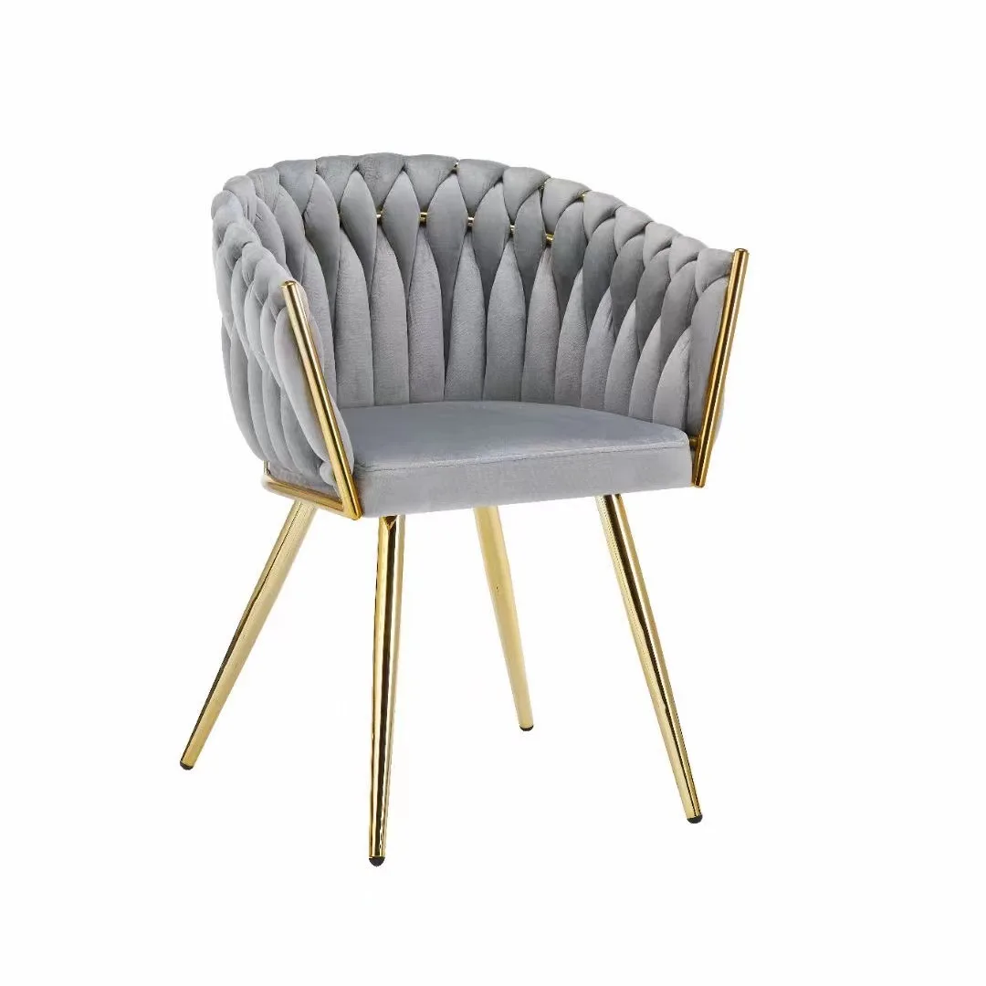 Dinning Set Modern Luxury Dining Room Bedroom Dressing Gold Metal Base Dining Chair