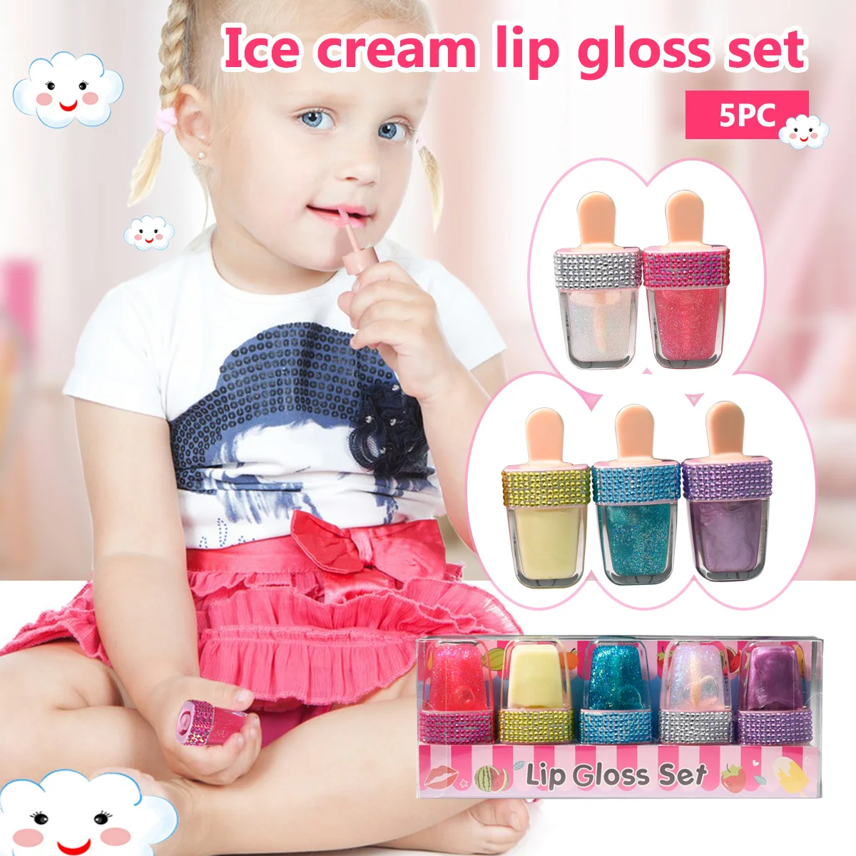 Mini Private Label Lip Gloss Ice Cream Clear Lip Oil Combo Lipgloss Fantasy Star Lip Gloss Set