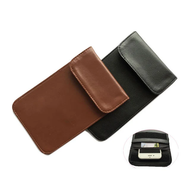 Customized PU Leather RFID Blocker Pouch Faraday Bag Anti Theft Signal Blocking Bag